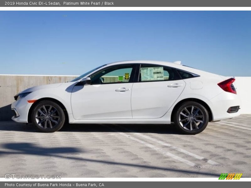 Platinum White Pearl / Black 2019 Honda Civic EX-L Sedan