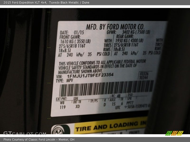 Tuxedo Black Metallic / Dune 2015 Ford Expedition XLT 4x4