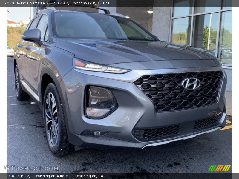Portofino Gray / Beige 2020 Hyundai Santa Fe SEL 2.0 AWD