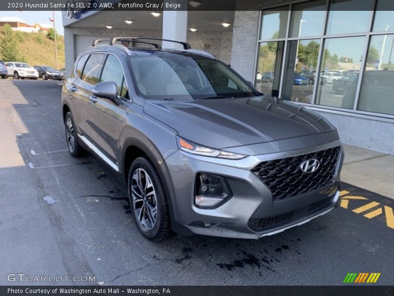 Portofino Gray / Beige 2020 Hyundai Santa Fe SEL 2.0 AWD