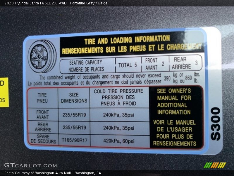 Portofino Gray / Beige 2020 Hyundai Santa Fe SEL 2.0 AWD