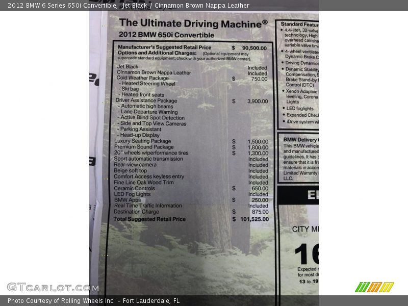 Jet Black / Cinnamon Brown Nappa Leather 2012 BMW 6 Series 650i Convertible