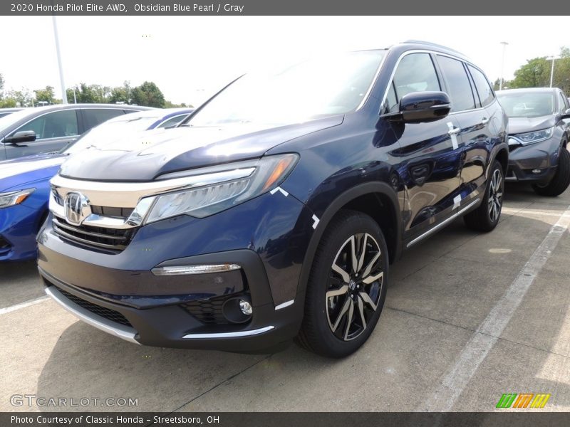 Obsidian Blue Pearl / Gray 2020 Honda Pilot Elite AWD