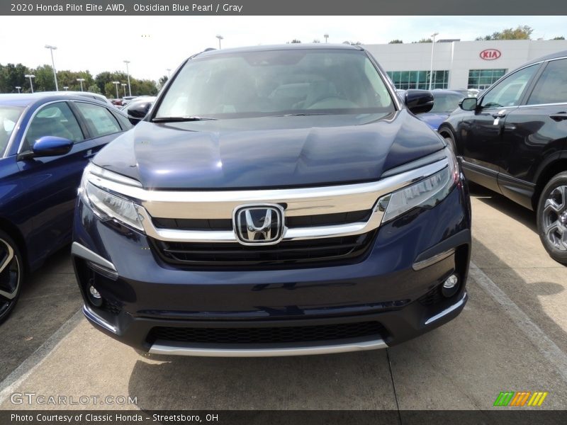 Obsidian Blue Pearl / Gray 2020 Honda Pilot Elite AWD