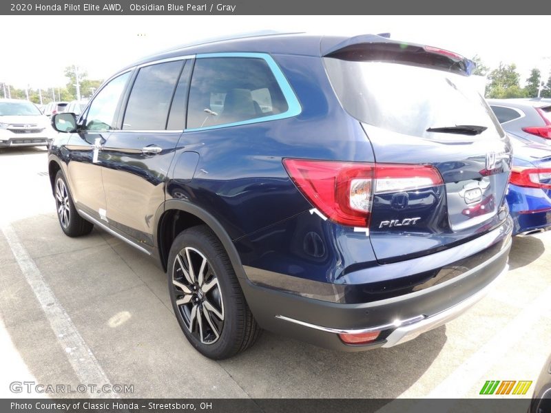 Obsidian Blue Pearl / Gray 2020 Honda Pilot Elite AWD