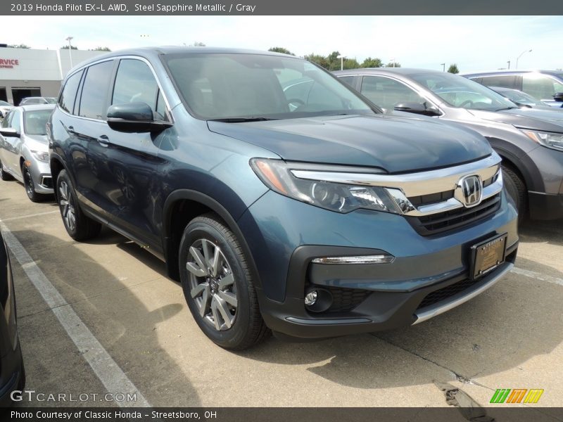 Steel Sapphire Metallic / Gray 2019 Honda Pilot EX-L AWD