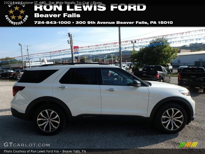 Star White Metallic Tri-Coat / Ebony 2020 Ford Explorer ST 4WD