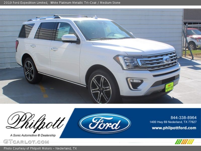 White Platinum Metallic Tri-Coat / Medium Stone 2019 Ford Expedition Limited