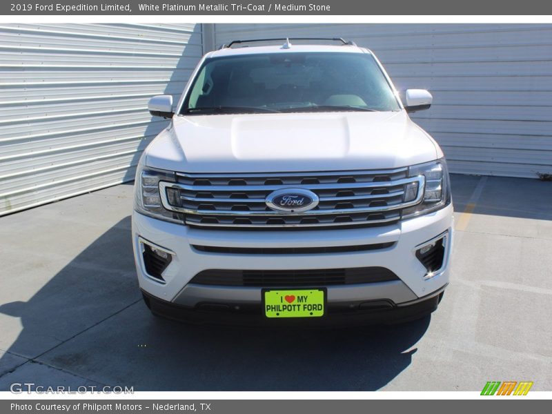 White Platinum Metallic Tri-Coat / Medium Stone 2019 Ford Expedition Limited