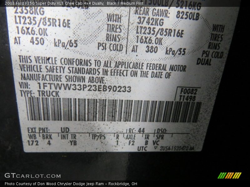 Black / Medium Flint 2003 Ford F350 Super Duty XLT Crew Cab 4x4 Dually