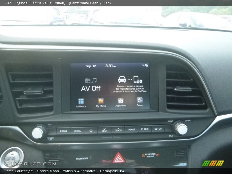 Quartz White Pearl / Black 2020 Hyundai Elantra Value Edition