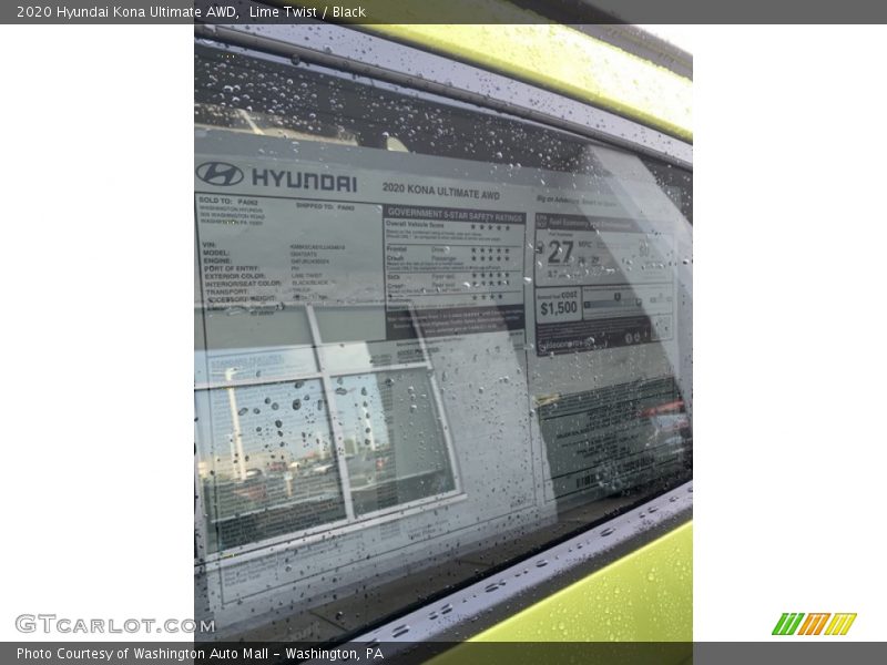  2020 Kona Ultimate AWD Window Sticker
