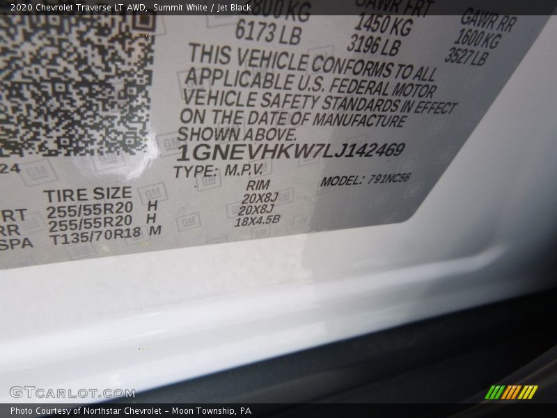 Summit White / Jet Black 2020 Chevrolet Traverse LT AWD
