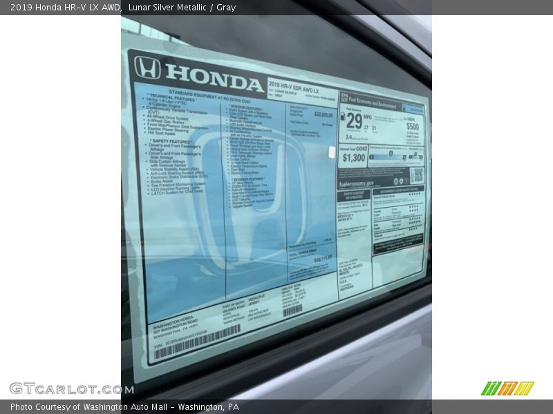 Lunar Silver Metallic / Gray 2019 Honda HR-V LX AWD