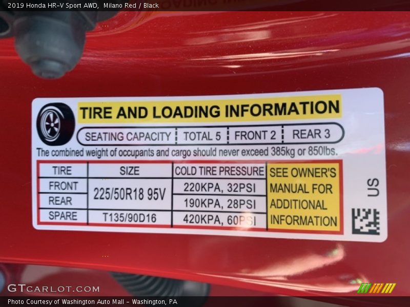 Milano Red / Black 2019 Honda HR-V Sport AWD