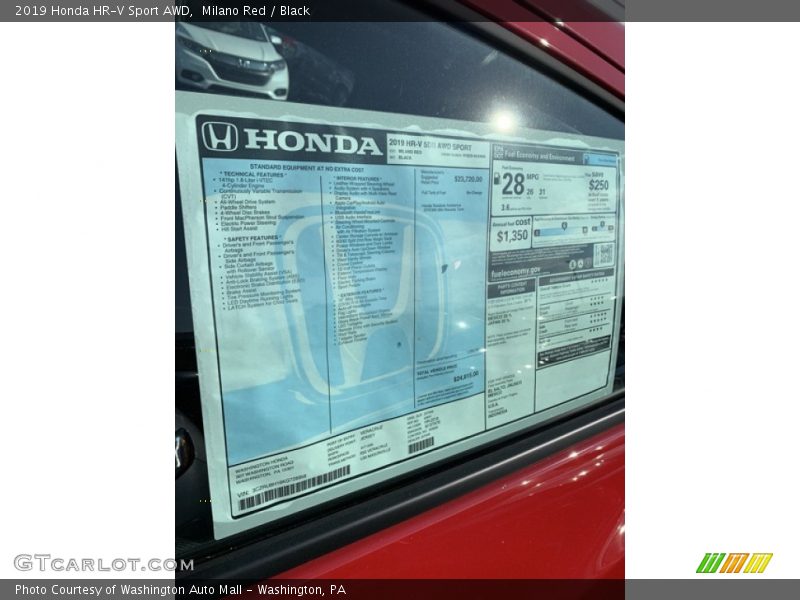 Milano Red / Black 2019 Honda HR-V Sport AWD