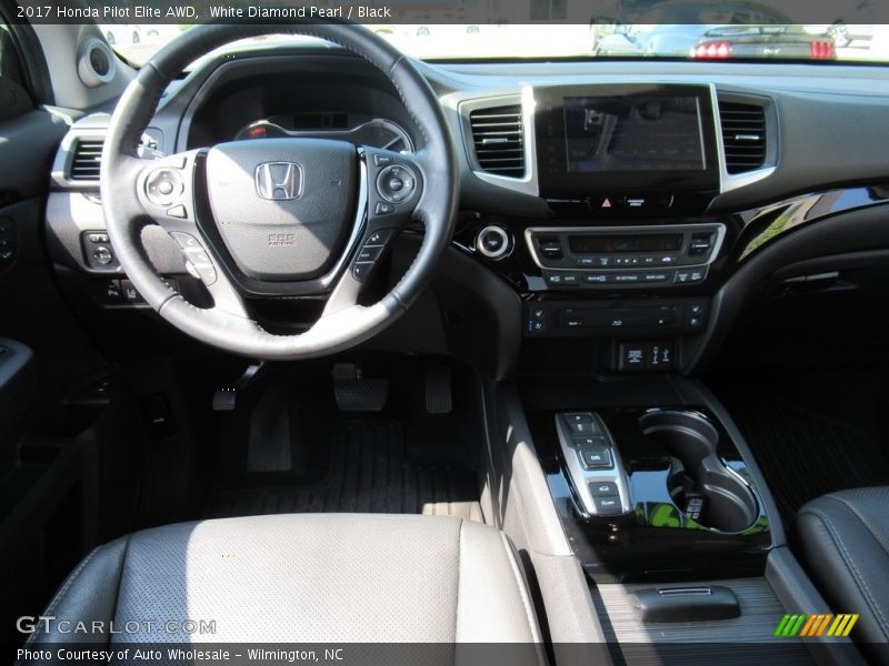 White Diamond Pearl / Black 2017 Honda Pilot Elite AWD