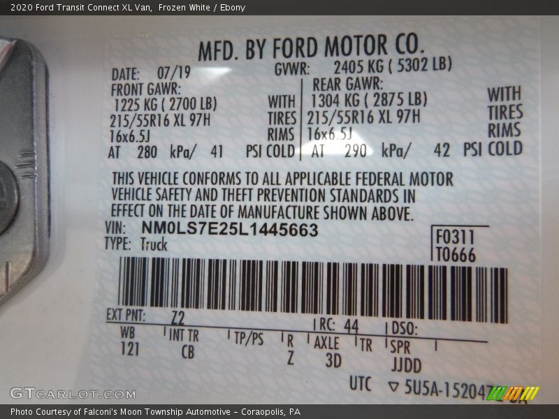Frozen White / Ebony 2020 Ford Transit Connect XL Van