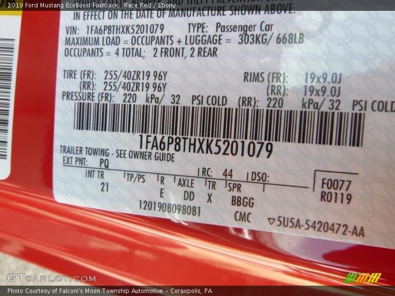 Race Red / Ebony 2019 Ford Mustang EcoBoost Fastback