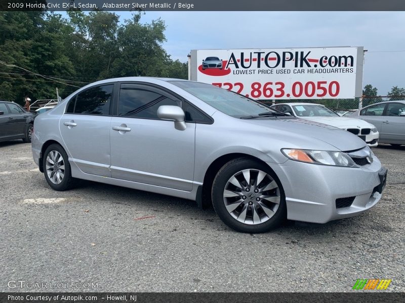 Alabaster Silver Metallic / Beige 2009 Honda Civic EX-L Sedan