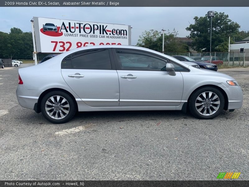 Alabaster Silver Metallic / Beige 2009 Honda Civic EX-L Sedan