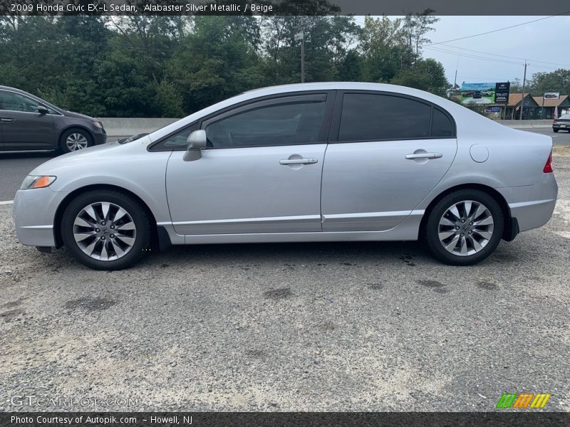 Alabaster Silver Metallic / Beige 2009 Honda Civic EX-L Sedan