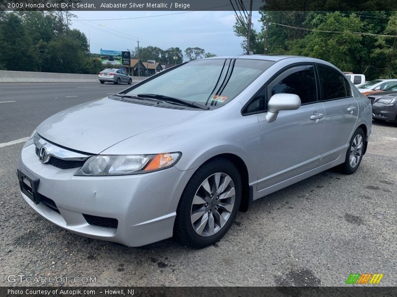 Alabaster Silver Metallic / Beige 2009 Honda Civic EX-L Sedan