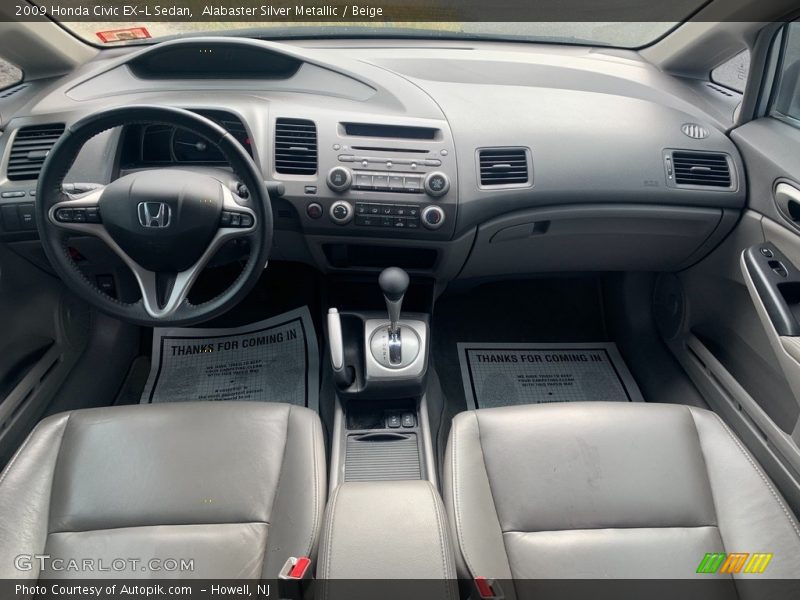 Alabaster Silver Metallic / Beige 2009 Honda Civic EX-L Sedan