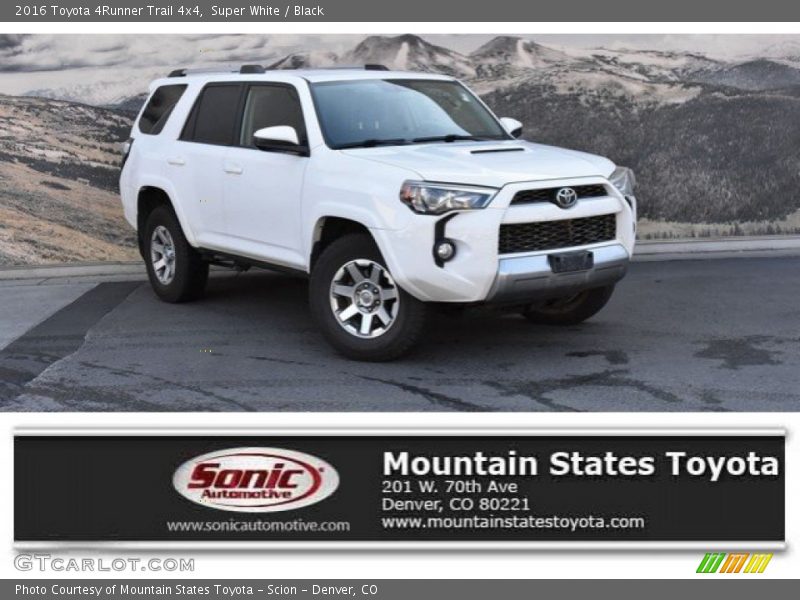 Super White / Black 2016 Toyota 4Runner Trail 4x4