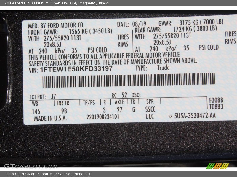 Magnetic / Black 2019 Ford F150 Platinum SuperCrew 4x4