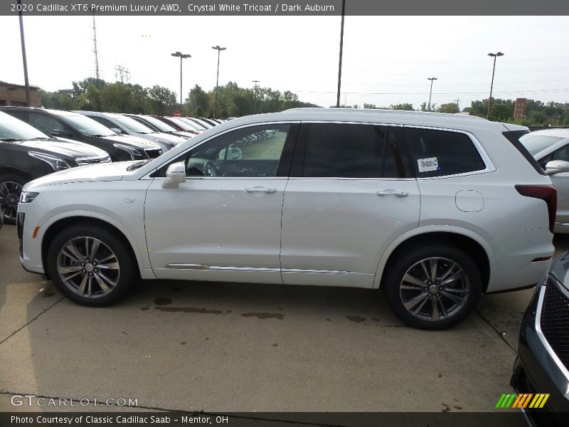 Crystal White Tricoat / Dark Auburn 2020 Cadillac XT6 Premium Luxury AWD