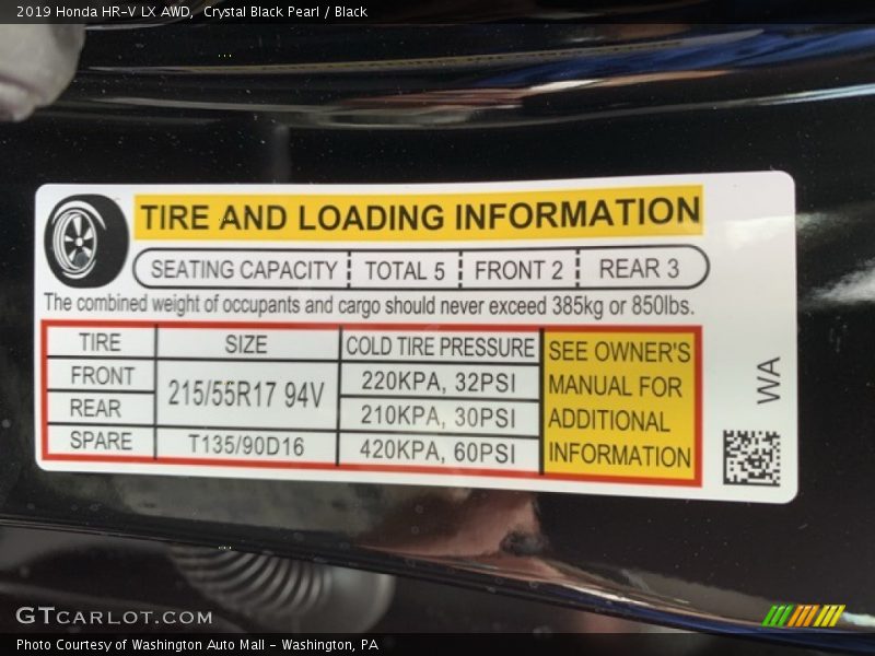 Crystal Black Pearl / Black 2019 Honda HR-V LX AWD