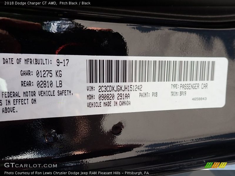 Pitch Black / Black 2018 Dodge Charger GT AWD