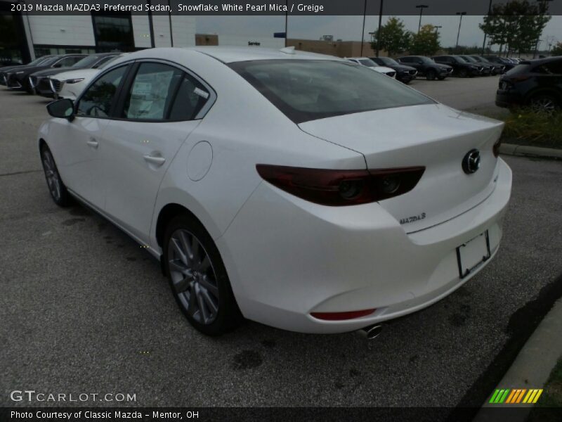 Snowflake White Pearl Mica / Greige 2019 Mazda MAZDA3 Preferred Sedan