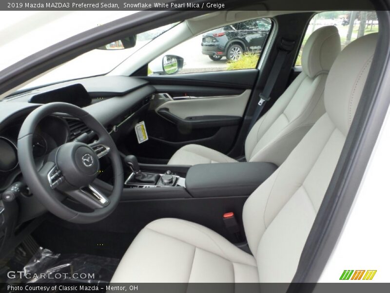 Snowflake White Pearl Mica / Greige 2019 Mazda MAZDA3 Preferred Sedan