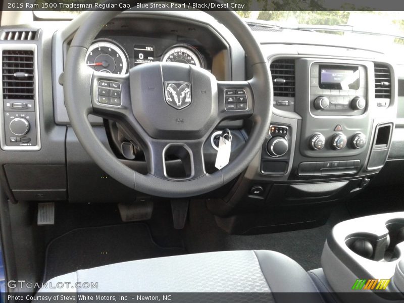 Blue Streak Pearl / Black/Diesel Gray 2019 Ram 1500 Tradesman Regular Cab