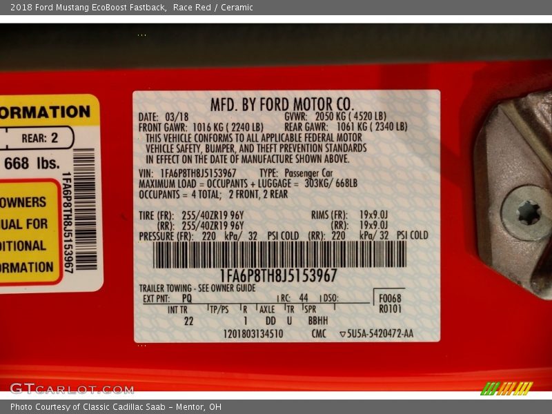 Race Red / Ceramic 2018 Ford Mustang EcoBoost Fastback