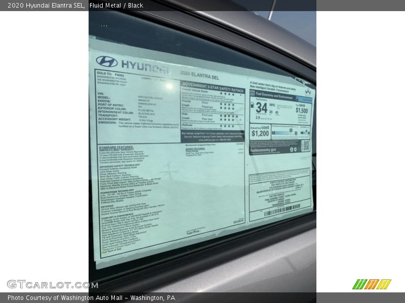 Fluid Metal / Black 2020 Hyundai Elantra SEL