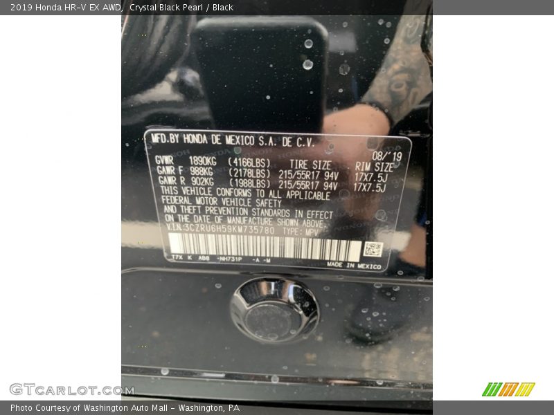 Crystal Black Pearl / Black 2019 Honda HR-V EX AWD