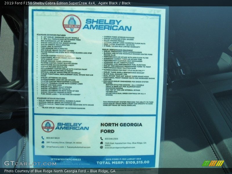 Agate Black / Black 2019 Ford F150 Shelby Cobra Edition SuperCrew 4x4