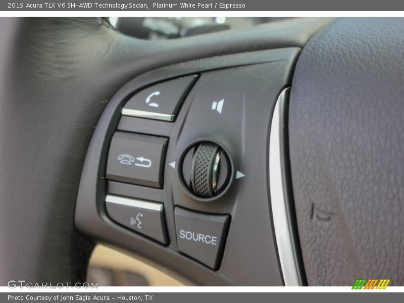Platinum White Pearl / Espresso 2019 Acura TLX V6 SH-AWD Technology Sedan