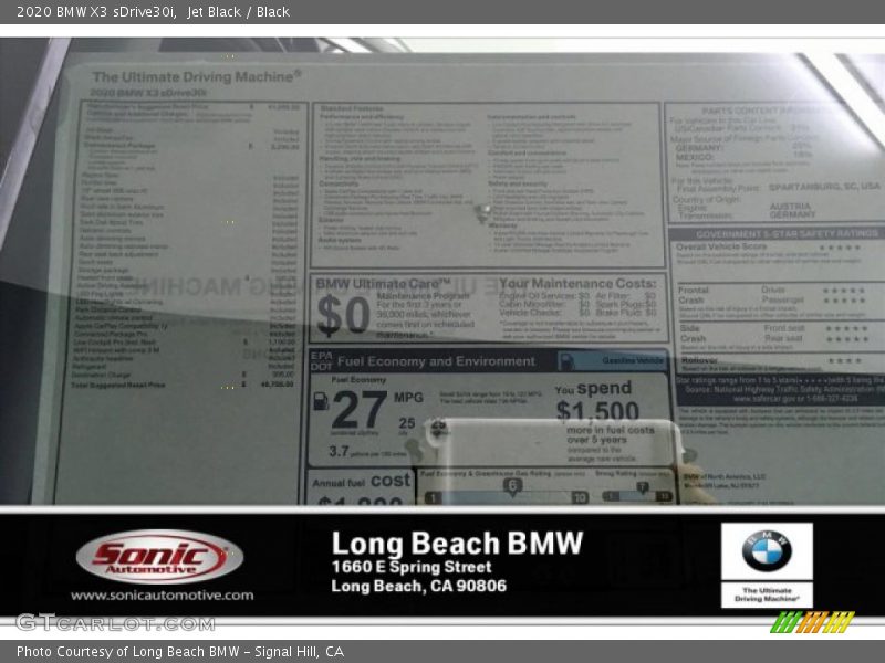 Jet Black / Black 2020 BMW X3 sDrive30i