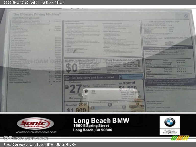 Jet Black / Black 2020 BMW X3 sDrive30i