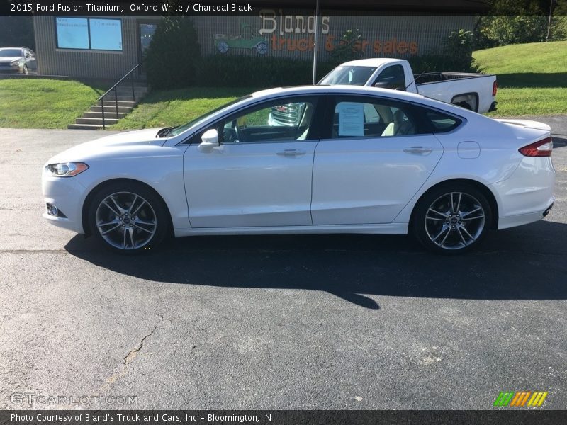 Oxford White / Charcoal Black 2015 Ford Fusion Titanium
