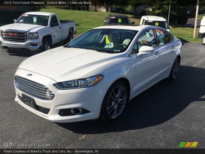 Oxford White / Charcoal Black 2015 Ford Fusion Titanium