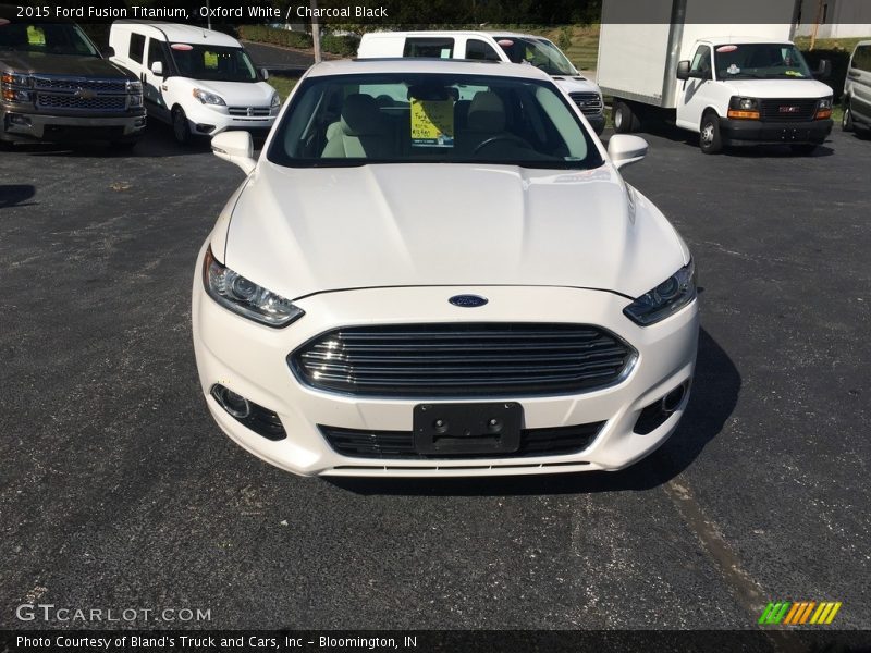Oxford White / Charcoal Black 2015 Ford Fusion Titanium