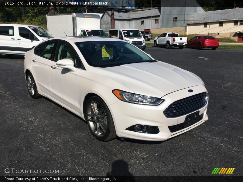 Oxford White / Charcoal Black 2015 Ford Fusion Titanium