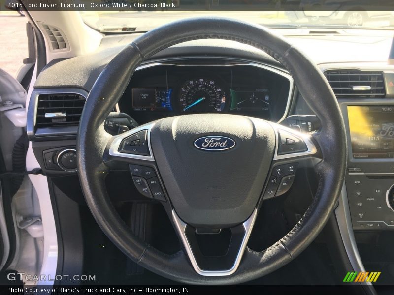 Oxford White / Charcoal Black 2015 Ford Fusion Titanium