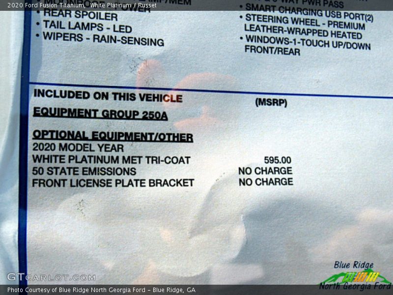 White Platinum / Russet 2020 Ford Fusion Titanium