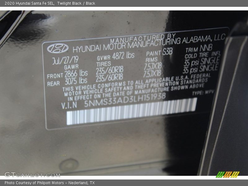 Twilight Black / Black 2020 Hyundai Santa Fe SEL